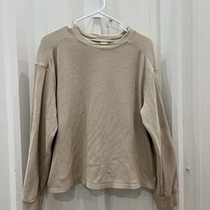 Aritzia TNA Bailey Longsleeve Thick Waffle Knit Small Beige